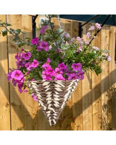 12" Claudette Hanging Basket Cone  | Wicker Hanging Basket