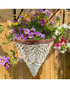 12" Danielle Hanging Basket Cone | Natural Wicker Hanging Basket