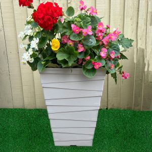 Miranda Planter Tall Square 33cm | Beige Grey