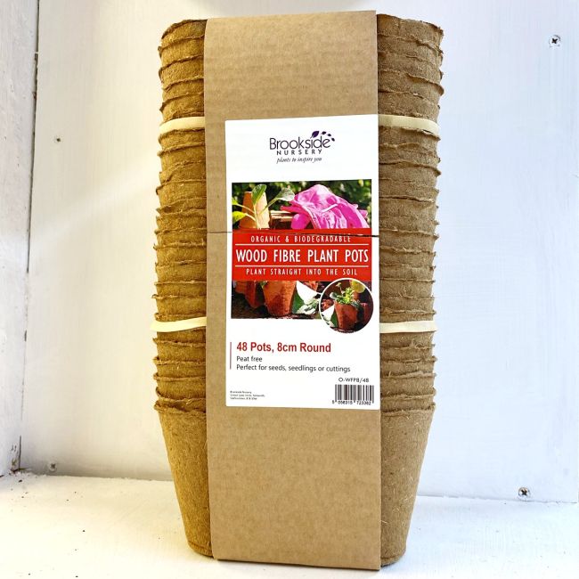 Wood Fibre 8cm Round Plant Pots | Pack of 48